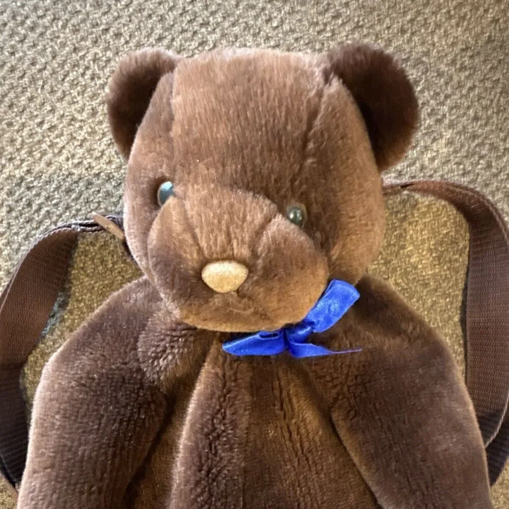 Vintage 90s Dark Brown Teddy Bear Plush Backpack - Rare Y2K Kidcore Kawaii Bag